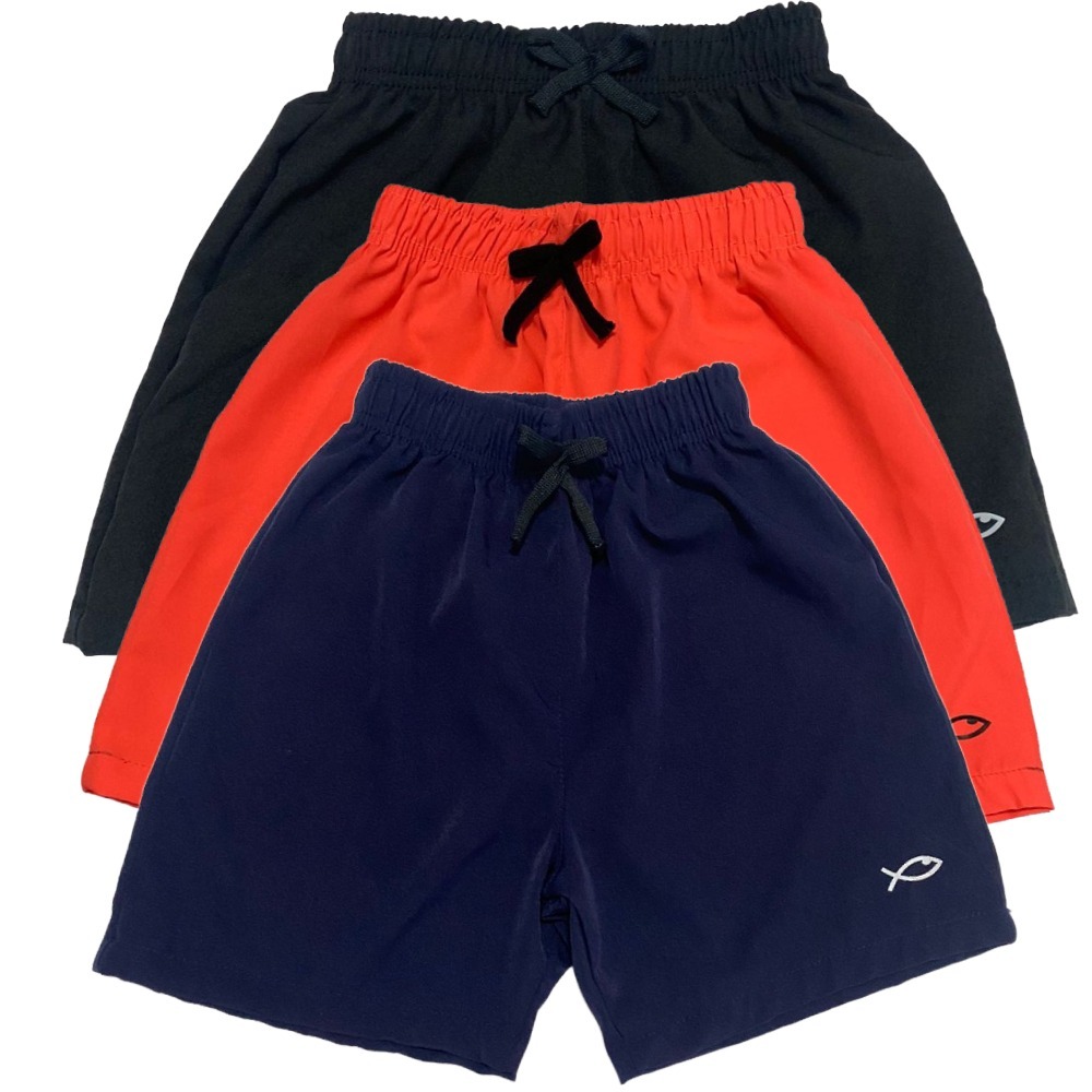 3 Shorts Bermudas Masculina Praia Piscina Tactel Premium Verão Elastano Tamanhos 4 6 8 10 12 14 e 16