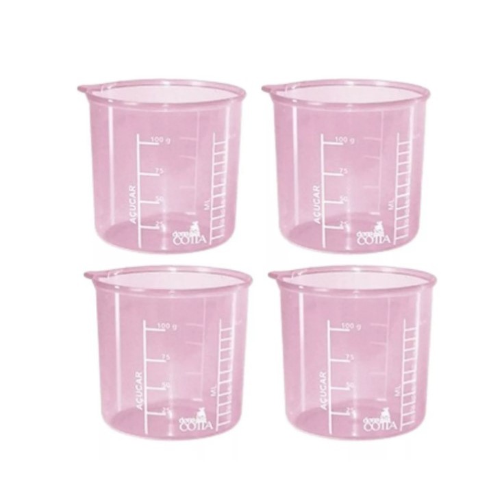 Kit 4 Copos Medidor Multiuso 100ml Com Bico Dosador
