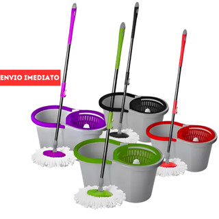 Mop Esfregão Rodo Giratório 360° Regulável Balde E Alça Rodo Limpeza Geral Profissional