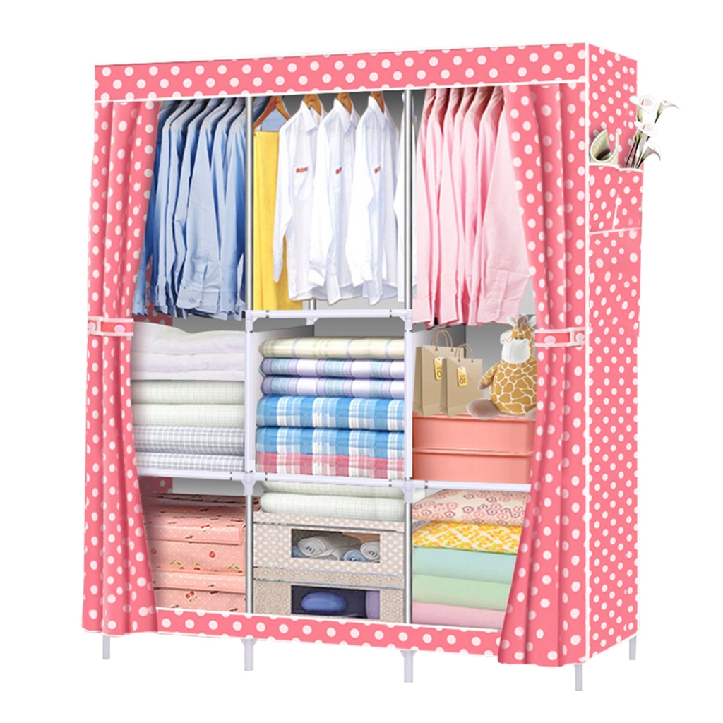 Guarda Roupa Dobrável Organizador De Roupas Cor ：Rosa
