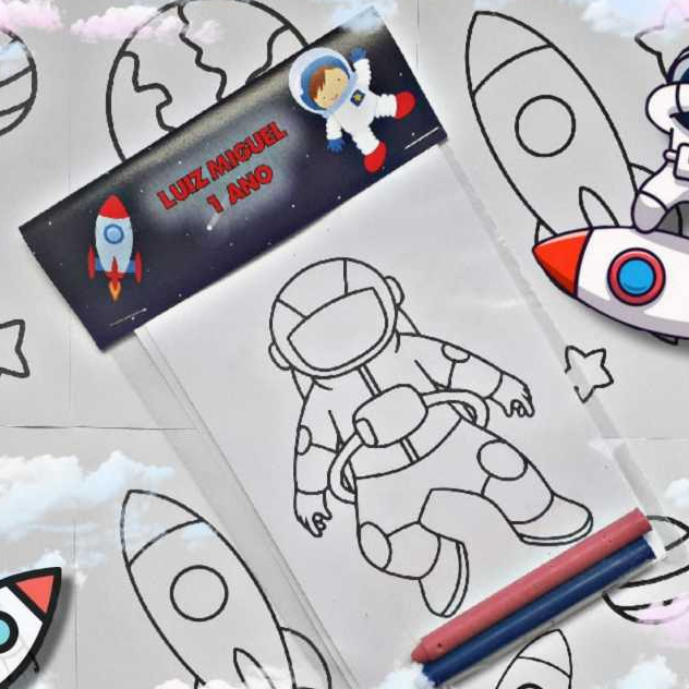 PERSONALIZADAS  ASTRONAUTA KIT COLORIR PINTAR LEMBRANCINHA FESTA ANIVERSARIO INFANTIL