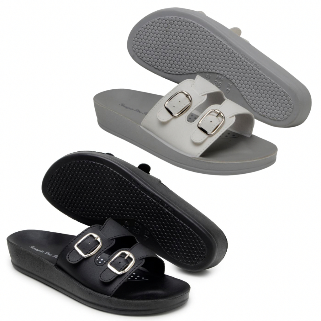 Kit 2 Pares Sandalia Ortopedica Chinela Anatomica Confortavel Macia Esporão Antiderrapante Dia a Dia
