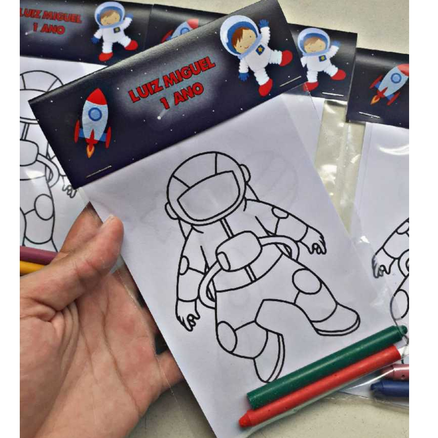 PERSONALIZADO ASTRONAUTA KIT COLORIR FESTA ANIVERSARIO INFANTIL