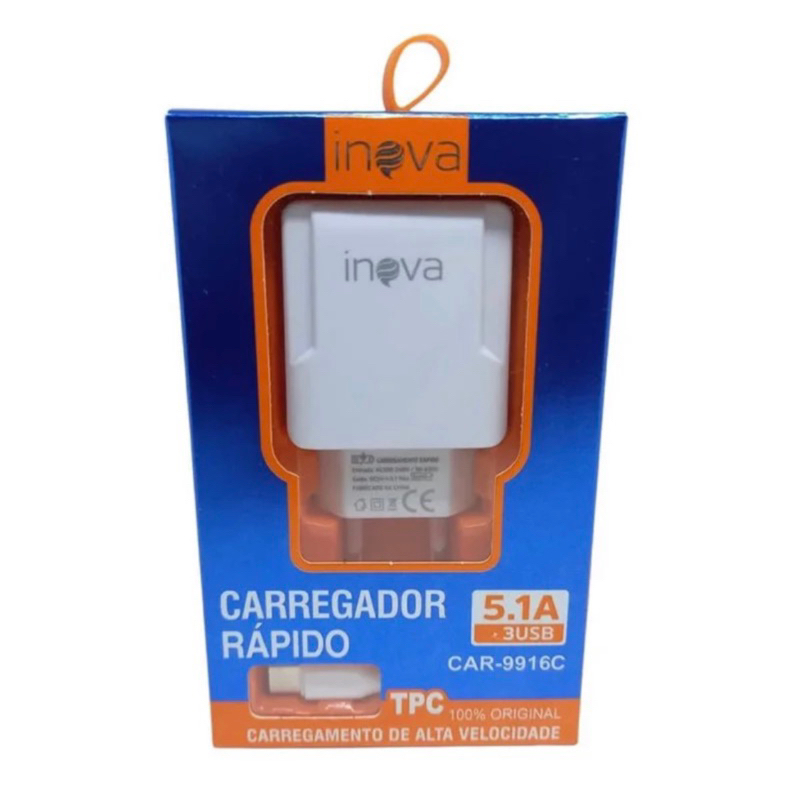 Carregador Turbo Rápido INOVA ORIGINAL Celular Smartphone 5.1A Tipo C em Oferta na Shopee