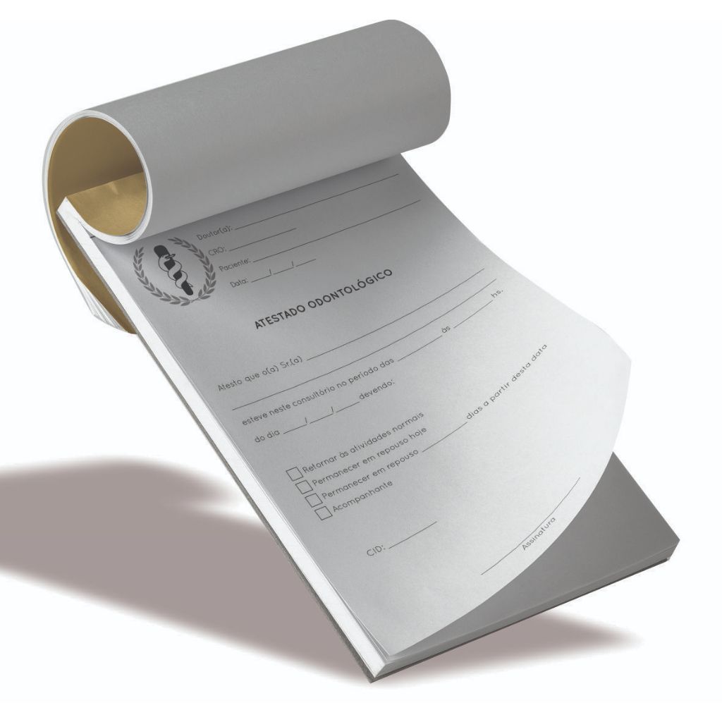 2 Blocos Atestado Odontologia (Arte Padrão Preto E Branco) em Oferta na Shopee