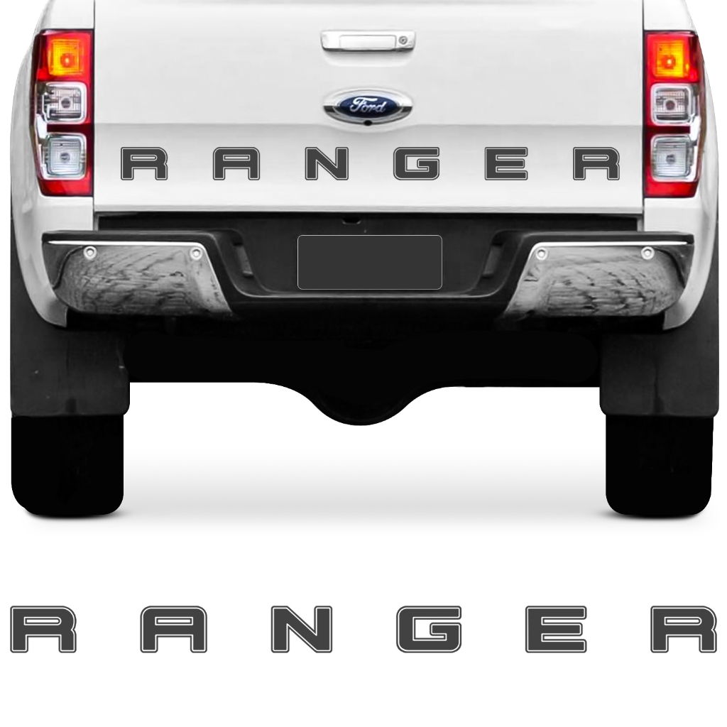 Adesivo Automotivo Tampa Traseira Ranger 2012 2013 2014 2015 2016 2017 2018 2019 2020 Cinza