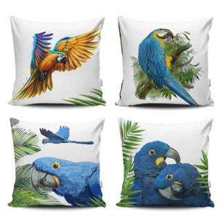 Kit c/ 04 Capas de Almofada Decorativas Modern Print 45x45 - Arara Azul em Oferta na Shopee