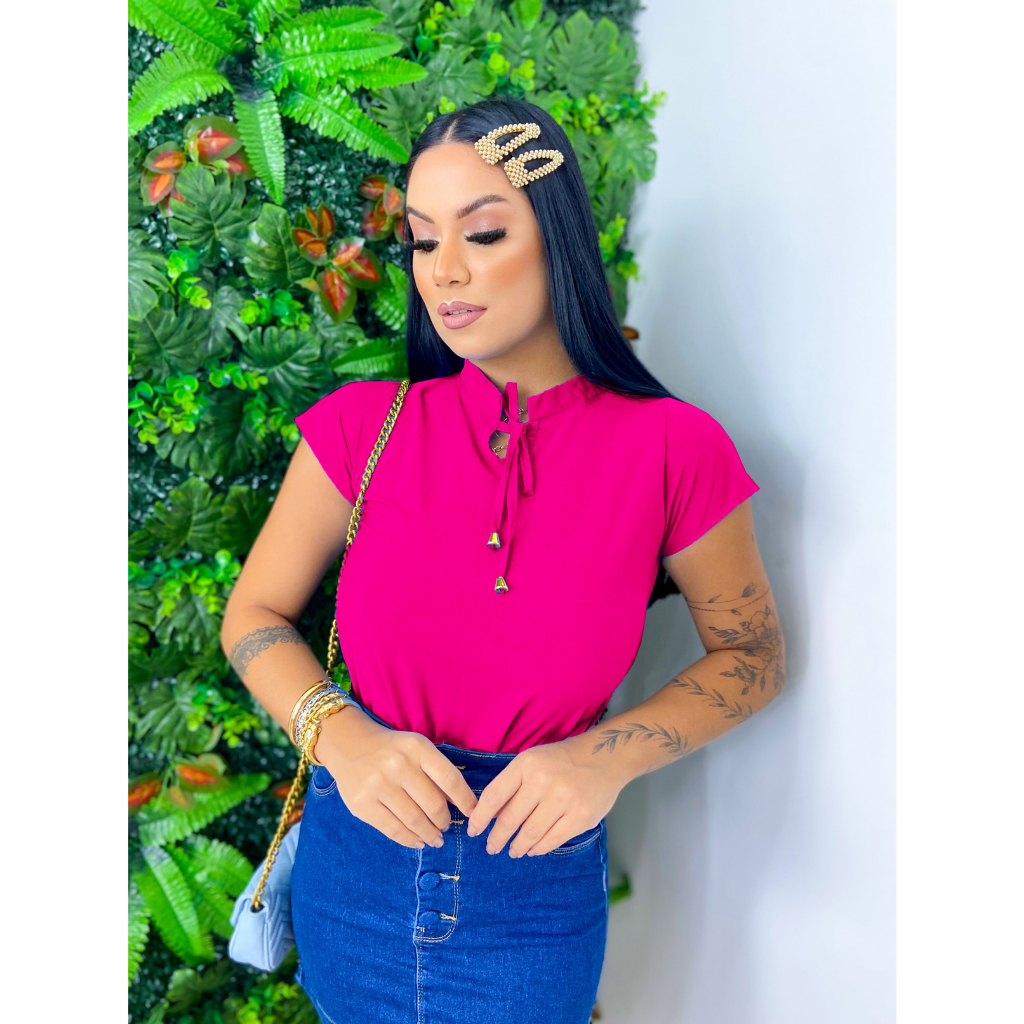 Blusa Feminina Manga Curta de amarrar Moda Evangelica em Oferta na Shopee