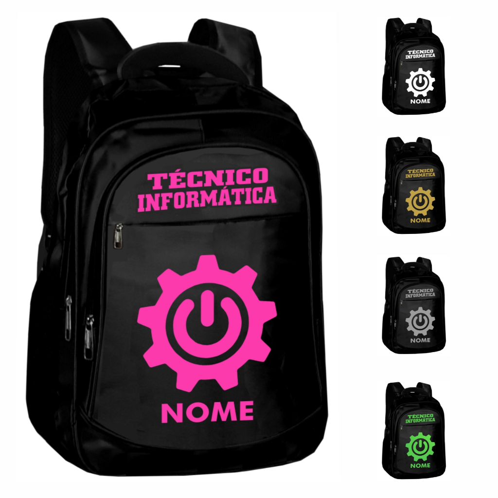 Mochila Tecnico Informatica Bolsa Personalizada Nome Pasta Curso Profissao Mala Feminino Masculino