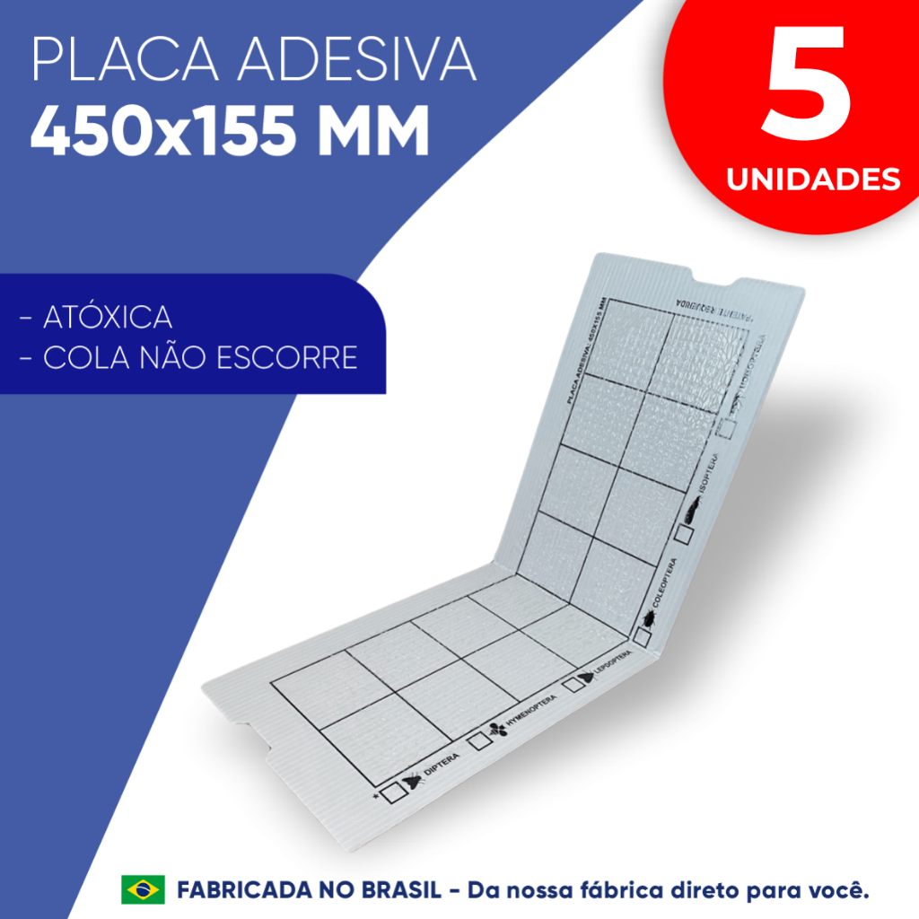 Placa Adesiva Refil 450x155 Para Armadilha Luminosa Atrai Pega Moscas Insetos (5 UNI)