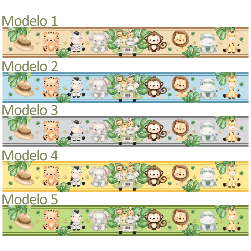 Faixa Adesiva Border Infantil Safari Animais Vários Modelos em Oferta na Shopee