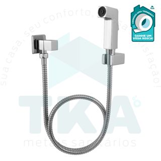 Ducha Higiênica Para Banheiro Quadrada Square Luxo Toda em Metal 1/4 de Volta Gatilho Quadri