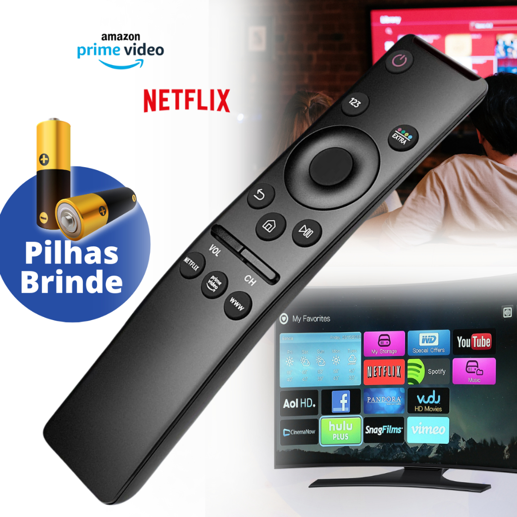 Controle TV Compatível Com Samsung Botões De Atalho em Oferta na Shopee