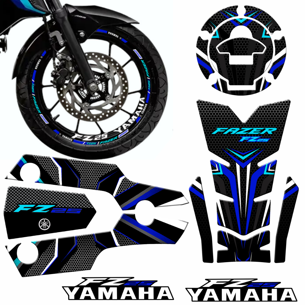 Protetor Tanque Bocal Escap Fazer 250 Adesivo Fz25 Fz 25 Yamaha + Friso Roda Interno 2023 2022 2024 2025 2026 moto azul