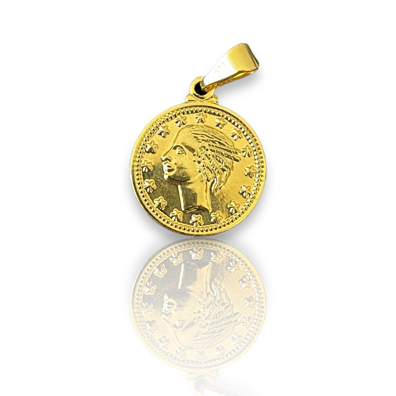Pingente Moeda Lira Banhado a Ouro 18k em Oferta na Shopee