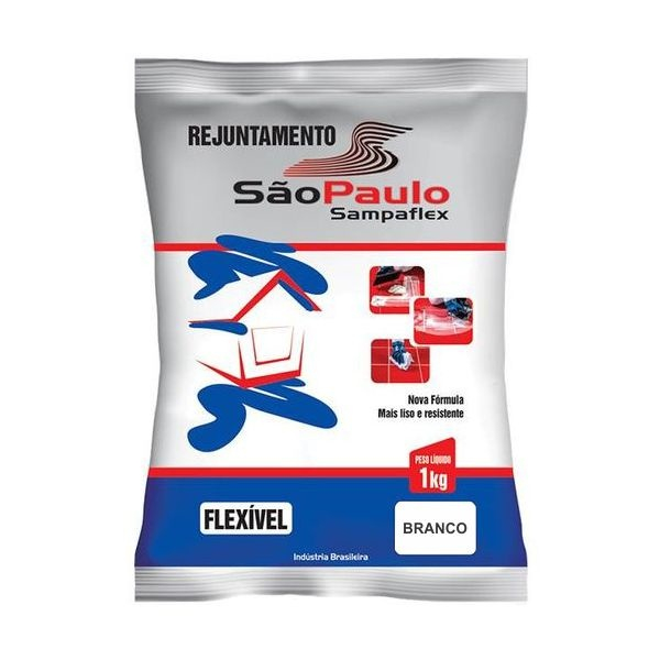Rejunte branco - preto - marrom -  cinza artico - de 1Kg - Rejuntamento Flexível para,piso,piscina,Cerâmicas - Sampaflex