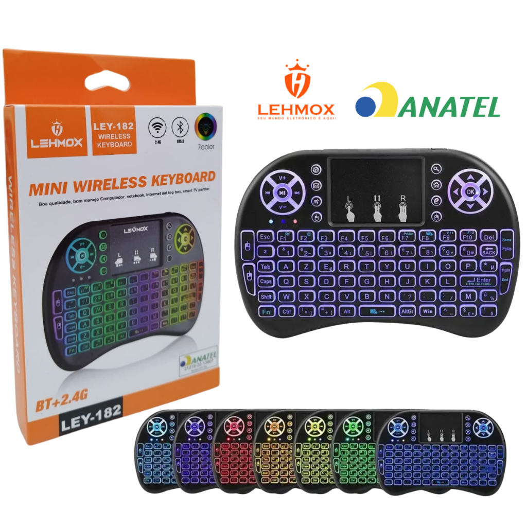 Mini Teclado Wireless Tv Box Smart Tv Xbox Celular Ipad Keyboard Air Mouse Touchpad Iluminado Usb