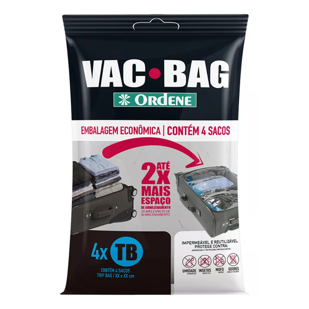 Kit 4 Sacos a Vácuo Trip Bag Impermeável Para Viagem 60x40cm