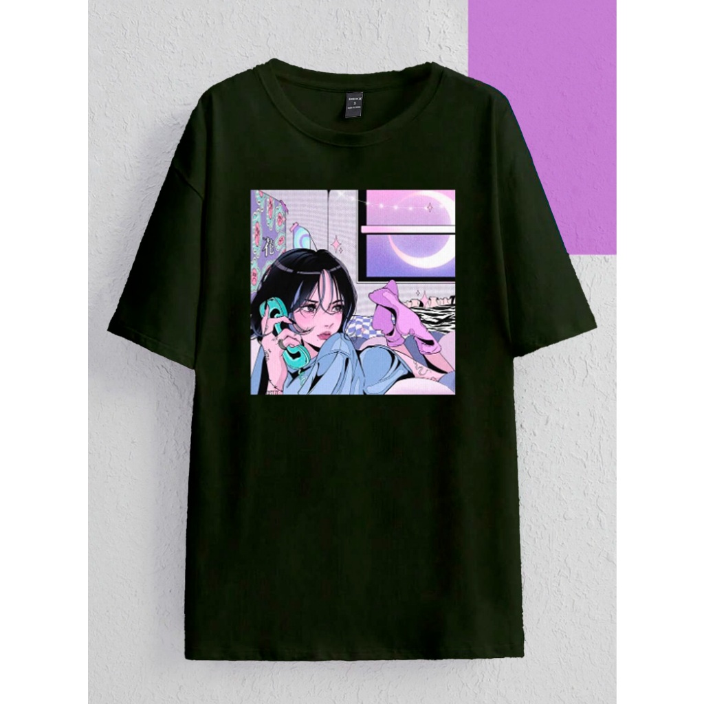 Camiseta Streetwear Oversized Redonda Blusa Feminina Alternativo Cry Angel Anime Aesthetic Anjos Color