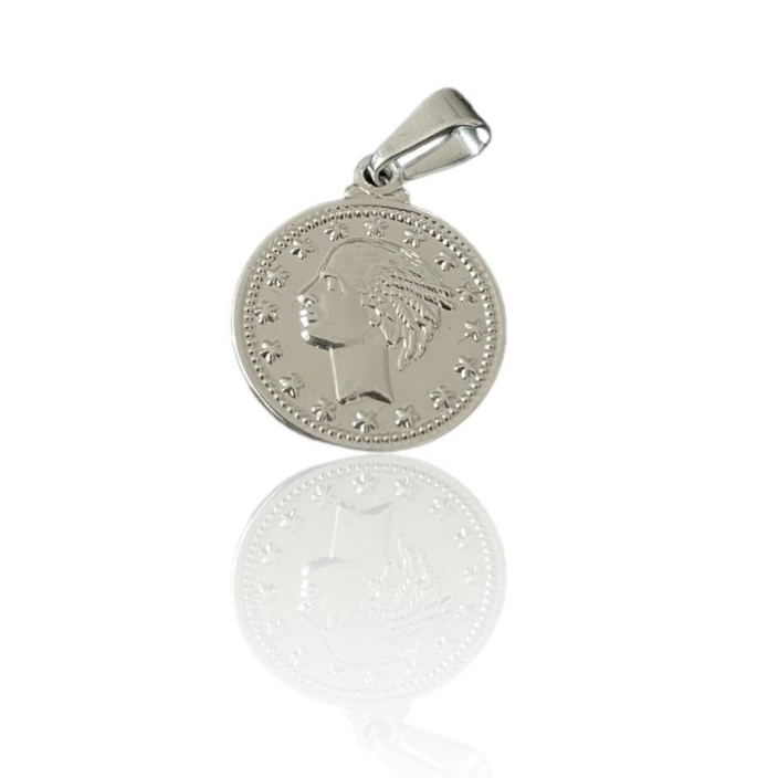 Pingente Medalha Moeda Lira Prata 295 Folheado