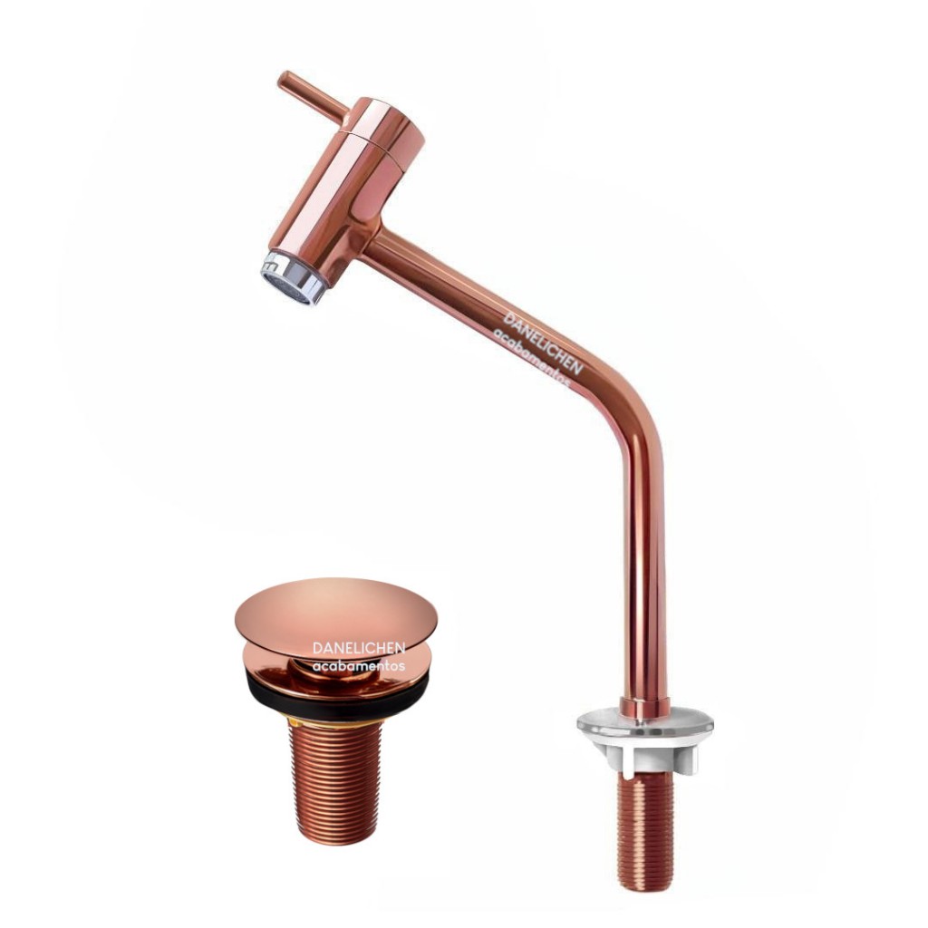 Torneira para Bancada/ Lavatório Rose Gold Gold Brilho Valvula Click Rose Gold Brilho P/ Banheiro Torneira Rose Gold para Bancada
