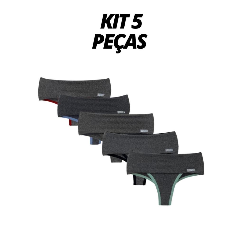 Kit 5 Calcinhas Fitness Seca Barriga Cintura Alta Com Compressão Modeladora Revenda