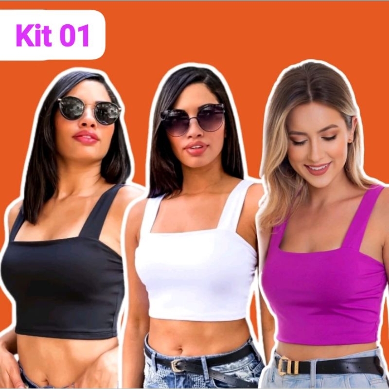 KIT 3: Cropped Alça Grossa Suplex- Varias Combinações