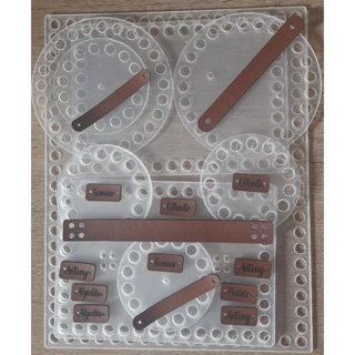 Bases de acrílico 2mm mais etiquetas e alça para farmacinha de crochê em Oferta na Shopee