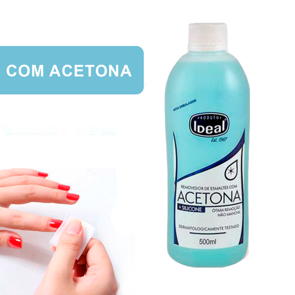 Ideal Removedor de Esmaltes Com Acetona 500ml - Hipoalérgenico