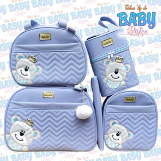 Urso Lado Bolsas maternidade Mala,Mochila COMPLETO 5 Peças em Oferta na Shopee