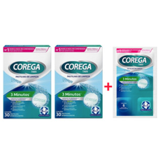 2 Cxs Corega Tabs Pastilhas de Limpeza 3 minutos - 60 Pastilhas + 1 Cartela