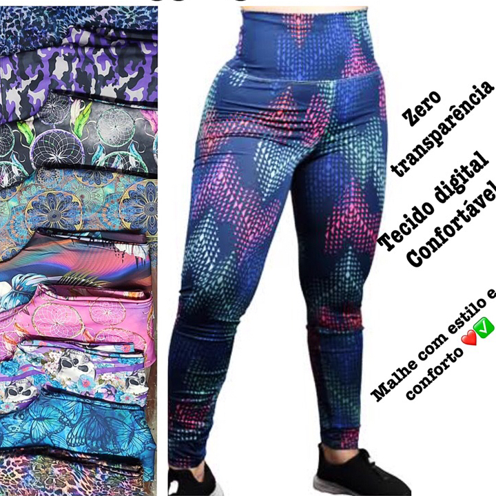 promoção kit 2 Legging de academia ginástica tecido Suplex digital confortável com elasticidade e sem transparência