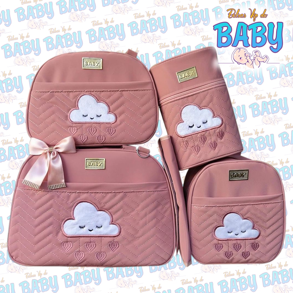 KIT BOLSAS NUVEM 5 PEÇAS / BOLSAS MATERNIDADE MENINO/MENINA