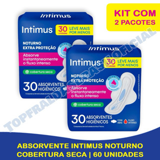 Kit 2 Pacotes Absorvente Noturno Intimus Cobertura Seca c/ 30un - Total 60un