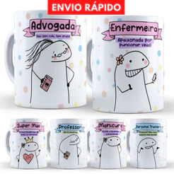 Caneca Personalizada Porcelana Profissões Flork com Nome Professora Engenharia Nutrição Administração Direito Enfermei