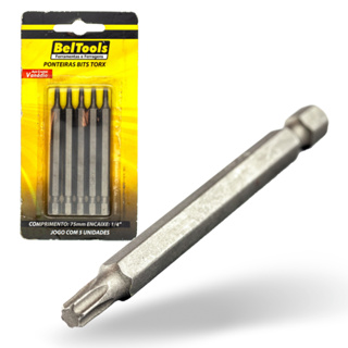Kit c/ 5 Ponta Bit Torx 75mmX1/4xT27 Beltools em Oferta na Shopee