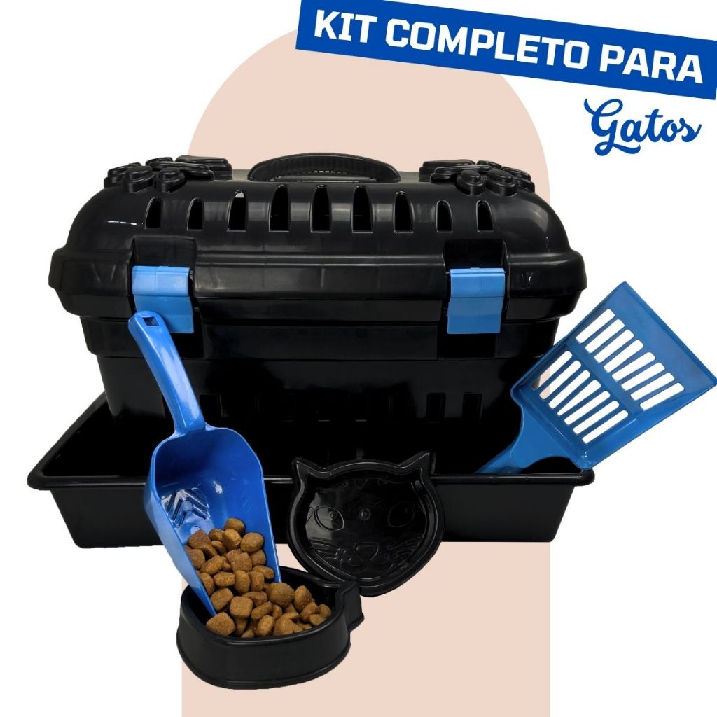 Caixa de Areia Para Gatos Kit Caixa de Transporte N1 Comedouro e Bebedouro