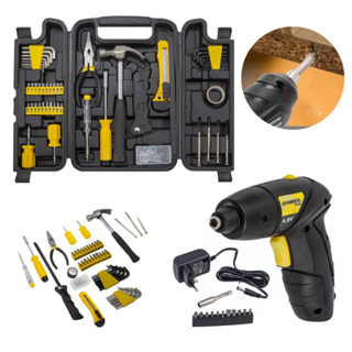 Kit Parafusadeira Sem Fio 4,8v Bivolt+Jogo de Ferramentas 200 Peças - Titanium/Hammer