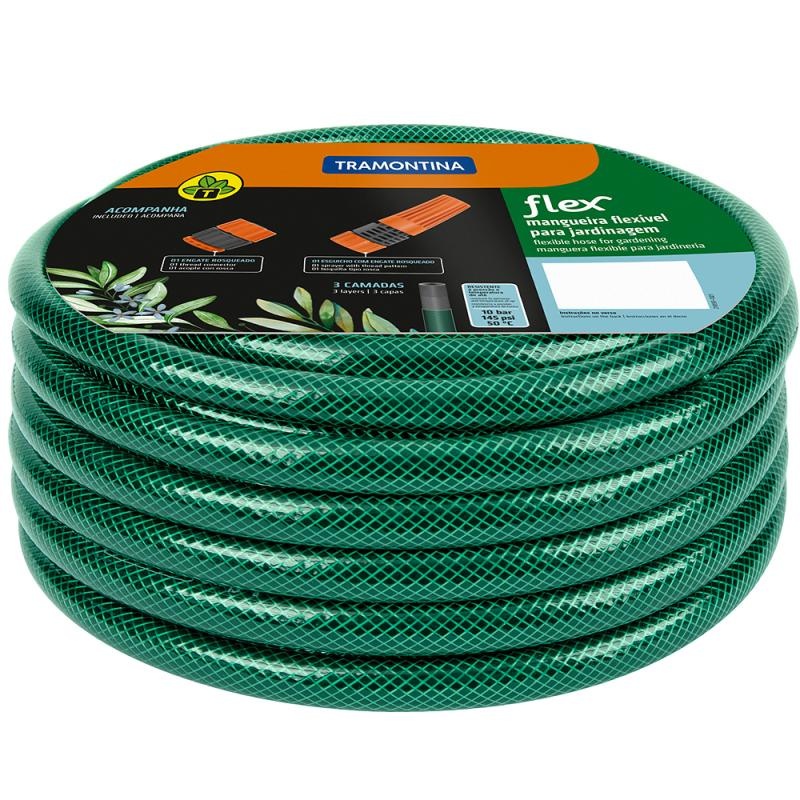 Mangueira de Jardim e Sacada Espaço Gourmet em Apartamento 10M Mangueira Flex Jardim / Apartamento Com Kit Esguicho Tramontina