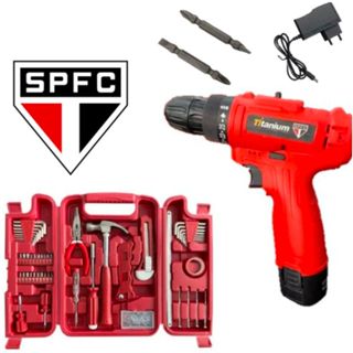 Kit Parafusadeira 1,3ah 12v com Jogo de Ferramentas 200 Peças + Maleta - Titanium