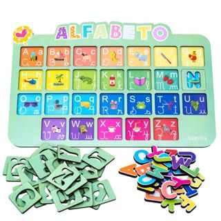 Tabuleiro Alfabeto Educativo Grande Montessori Madeira Pedagógico em Oferta na Shopee