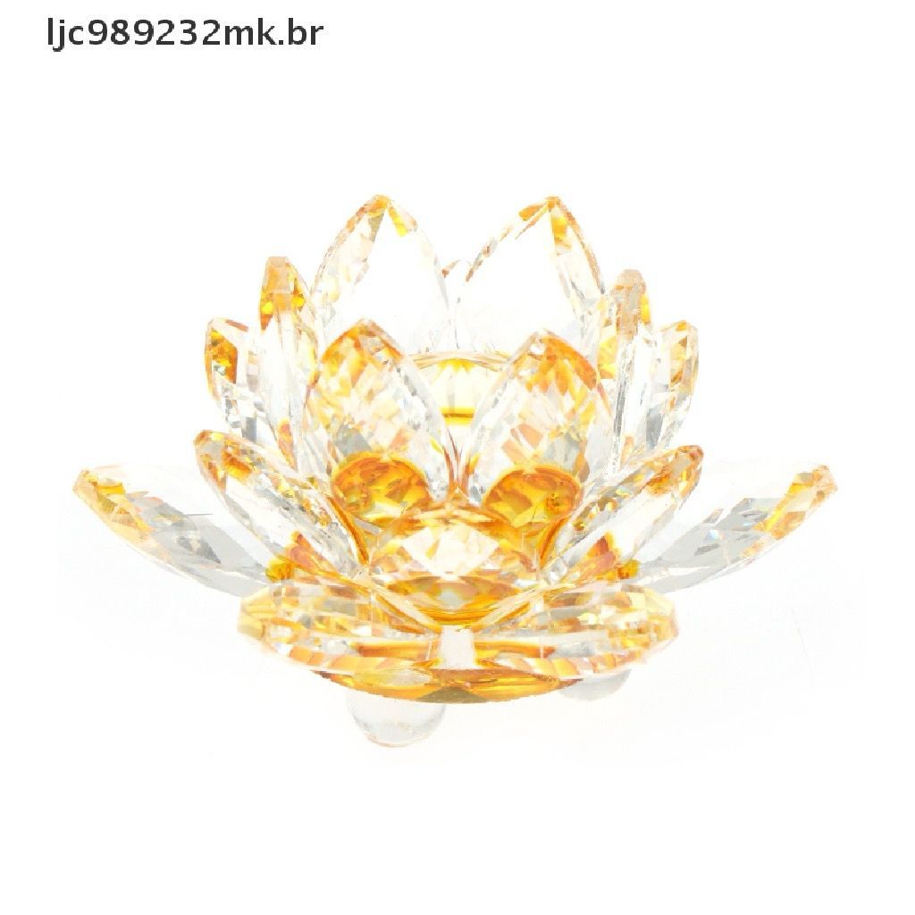 Flor De Lótus De Vidro Decorativa Enfeite Feng Shui Vários Tamanhos e Cores