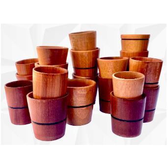 Kit Copo de Cachaça 7Cm Madeira Rústica Pinga Caipirinha Copinho Vintage Taça Coquetel Serra Doses Shot Aperitivos