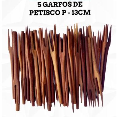 Kit Garfo Para Petisco 13cm Pequeno Garfos de Pau Madeira Maciça Artesanal Cozinha Churrasco Bolos Doces Panela Frios