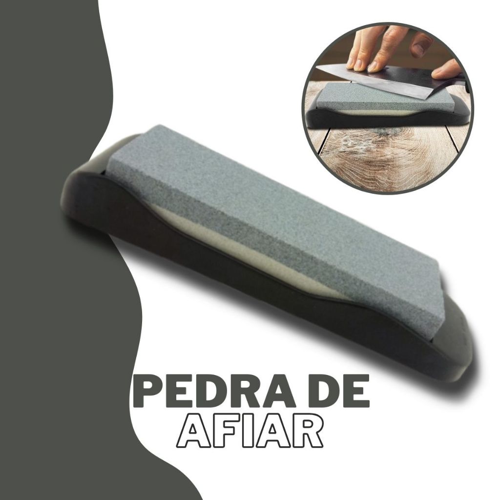 Pedra Afiar Amolar Facas  Canivetes Lâminas Amolador Afiador Com Suporte Dupla Face