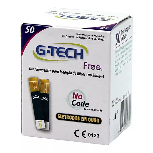 Detalhes do Tira Para Medir Glicose Gtech FREE 50 Un