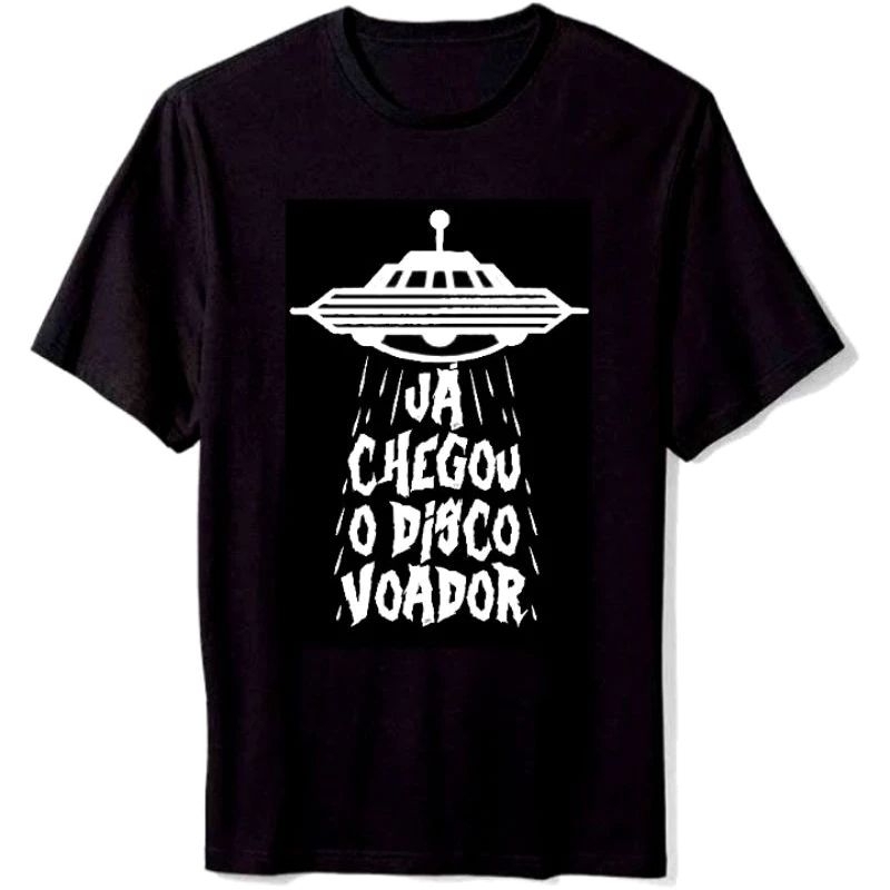 Camiseta Nave Já Chegou O Disco Voador Camisa Algodão Masculina Feminina Frases Engraçadas Meme Humor alienígenas Nerd Geek Extraterrestre Blusa Casual Básica Estampada Tumblr Unissex