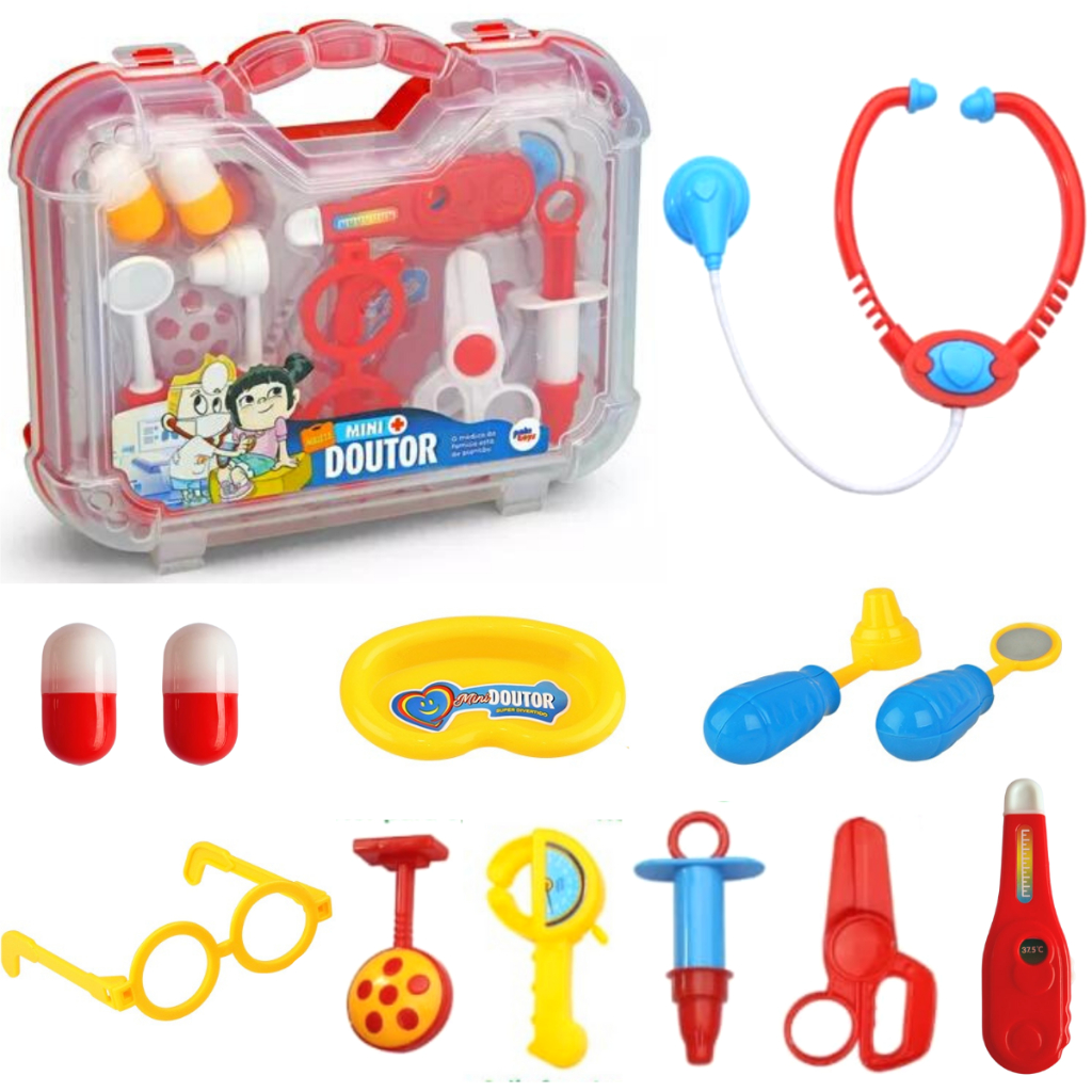 Maleta de Médico Brinquedo Infantil Kit Médico mini Doutor e Doutora