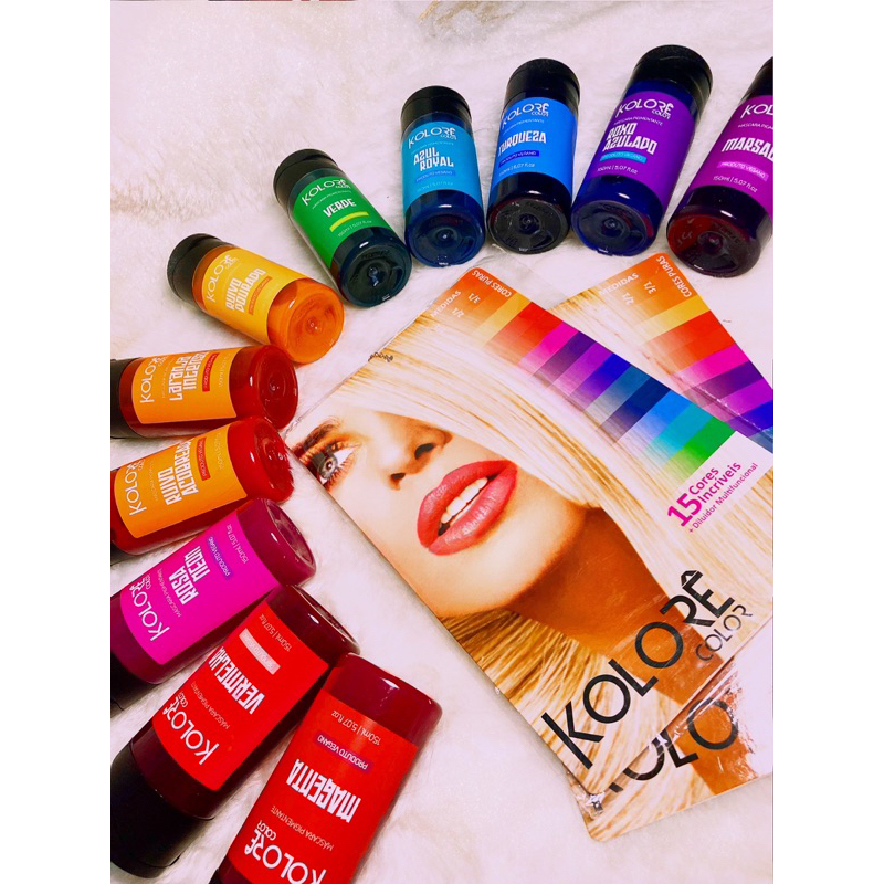 PROMOÇÃO PONTA DE ESTOQUE! Máscara pigmentante colorida vegana tinta de cabelo colorida color tonalizante matizador kolore kamaleão roxo rosa azul amarelo pink vermelho verde turquesa laranja desapego brilho cor creme hidratante barato brechó bazar