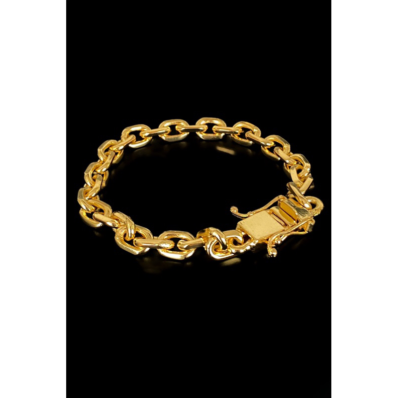 pulseira moeda antiga banhada a ouro 18k fecho cadeado 4,5mm 21cm
